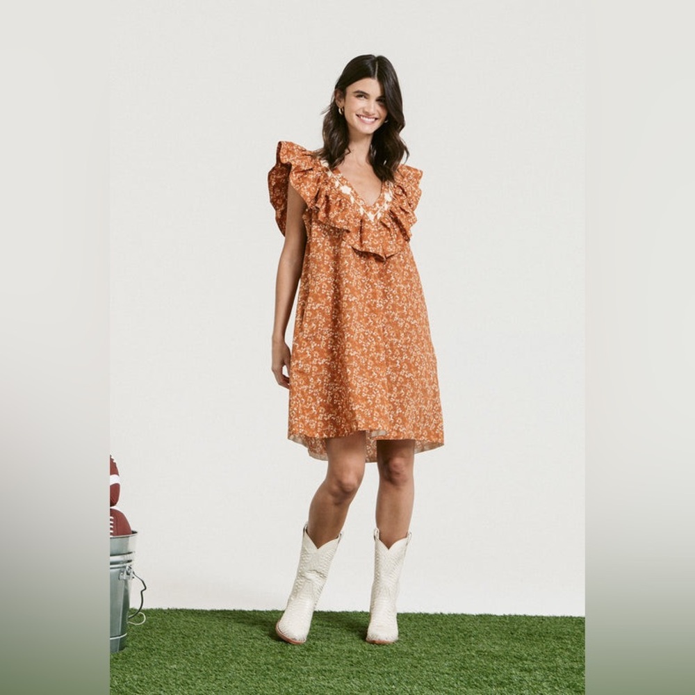 Mi Golondrina Andrea Naranja Floral Dress